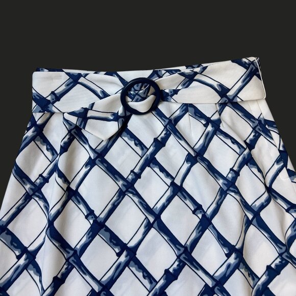 70s Vintage Highwaisted Maxi Skirt Polyester Bamboo Grid Pattern David Smith. - Picture 6 of 9